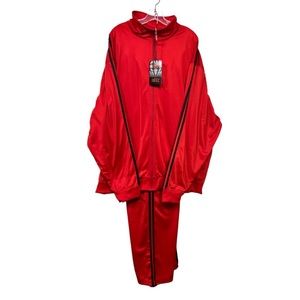 nöiz Tracksuit Sets Red W/black Striped full zip drawstring waist Size 6X